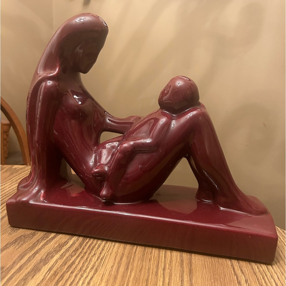 Vintage 1992 Royal Haeger Mother and Child Ceramic Statue Sculpture burg…